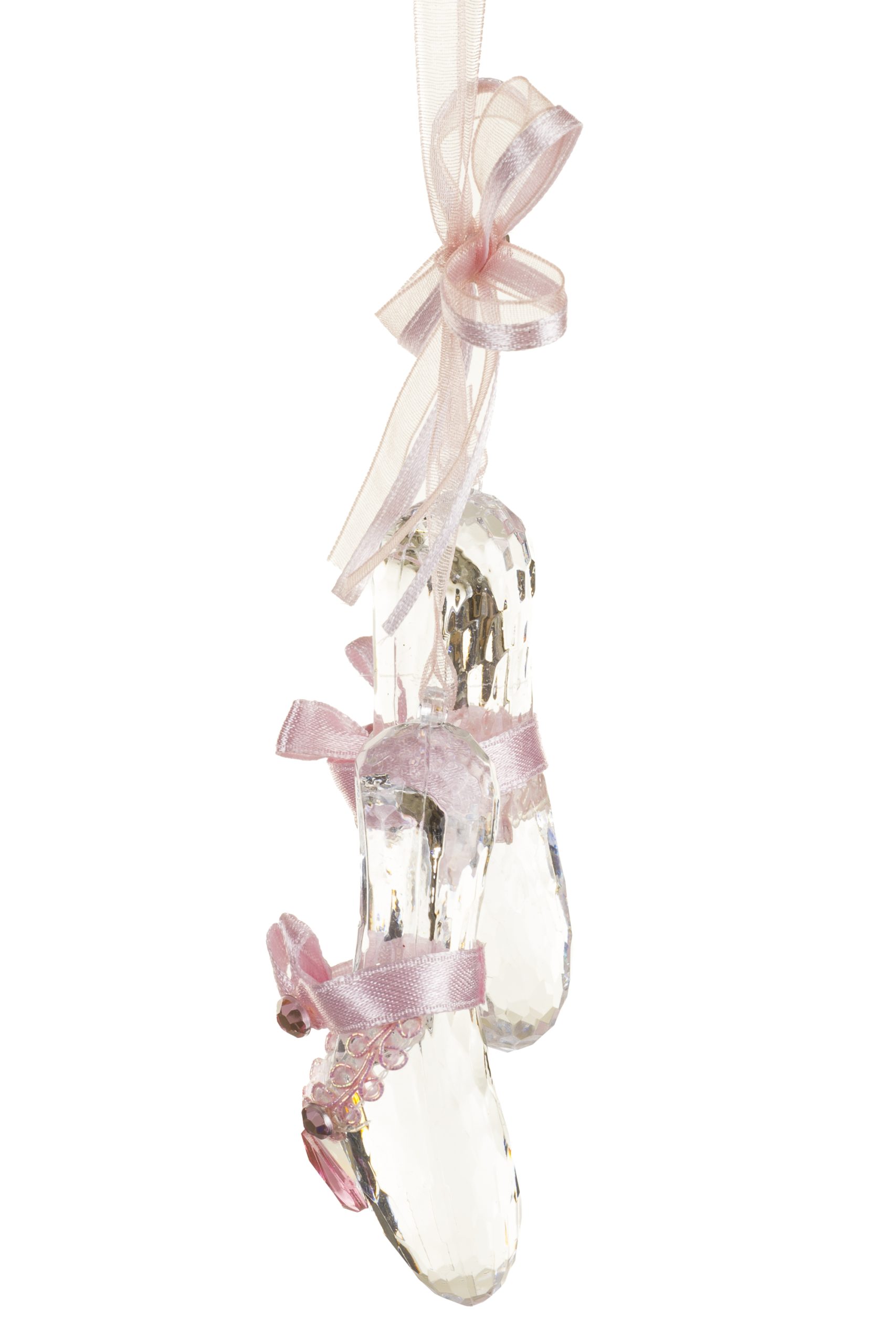 Clear Ballet Slippers Ornament With Pink Ribbon - Image 2