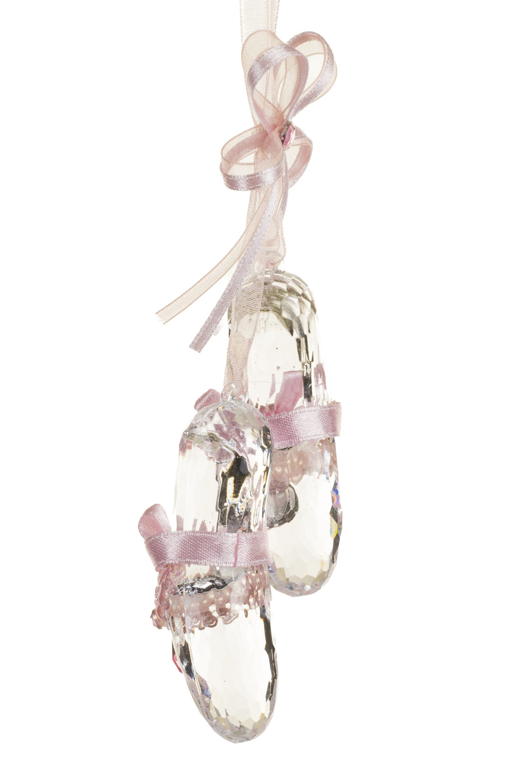 Clear Ballet Slippers Ornament With Pink Ribbon - Image 3