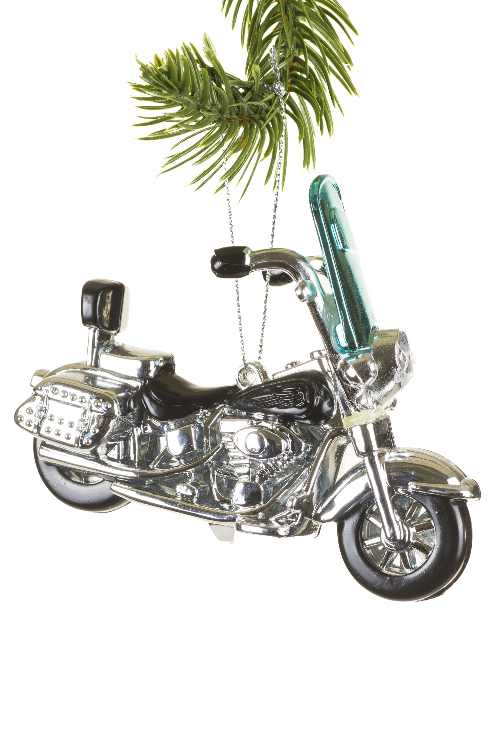 Black Motorcycle Ornament With Cast Metal Look