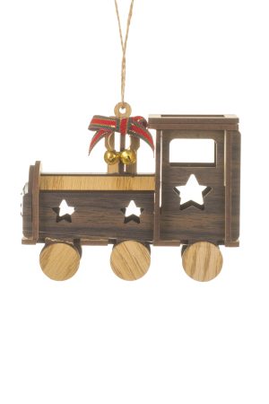 Brown Train Ornament With Jingle Bells