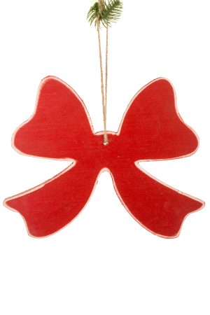 Red Bow Ornament With Rattan String
