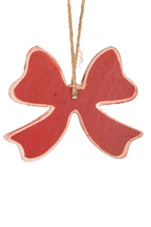Red Bow Ornament With Rattan String