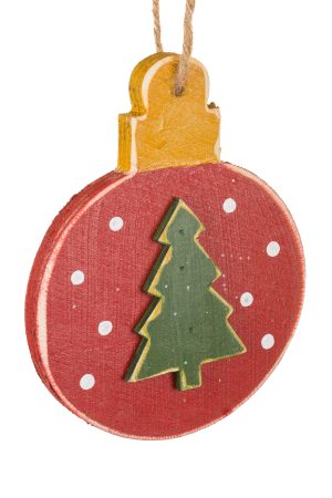 Red Bauble Ornament With Rattan String