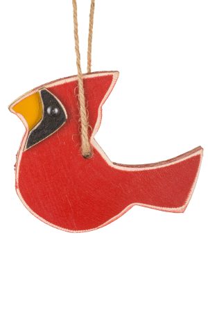 Red Cardinal Ornament With Rattan String