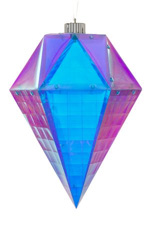 Iridescent Sapphire LED Decoration With White Ribbon