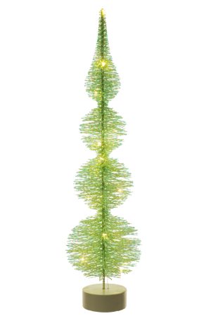 Table-top Pastel Green Twined Bristle Tree LED Accent With White Base