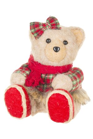 Sitting Light Brown Teddy Bear Girl With Bow