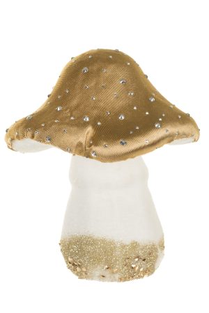 Beige Penny Bun Mushroom Ornament With Silver Rhinestones