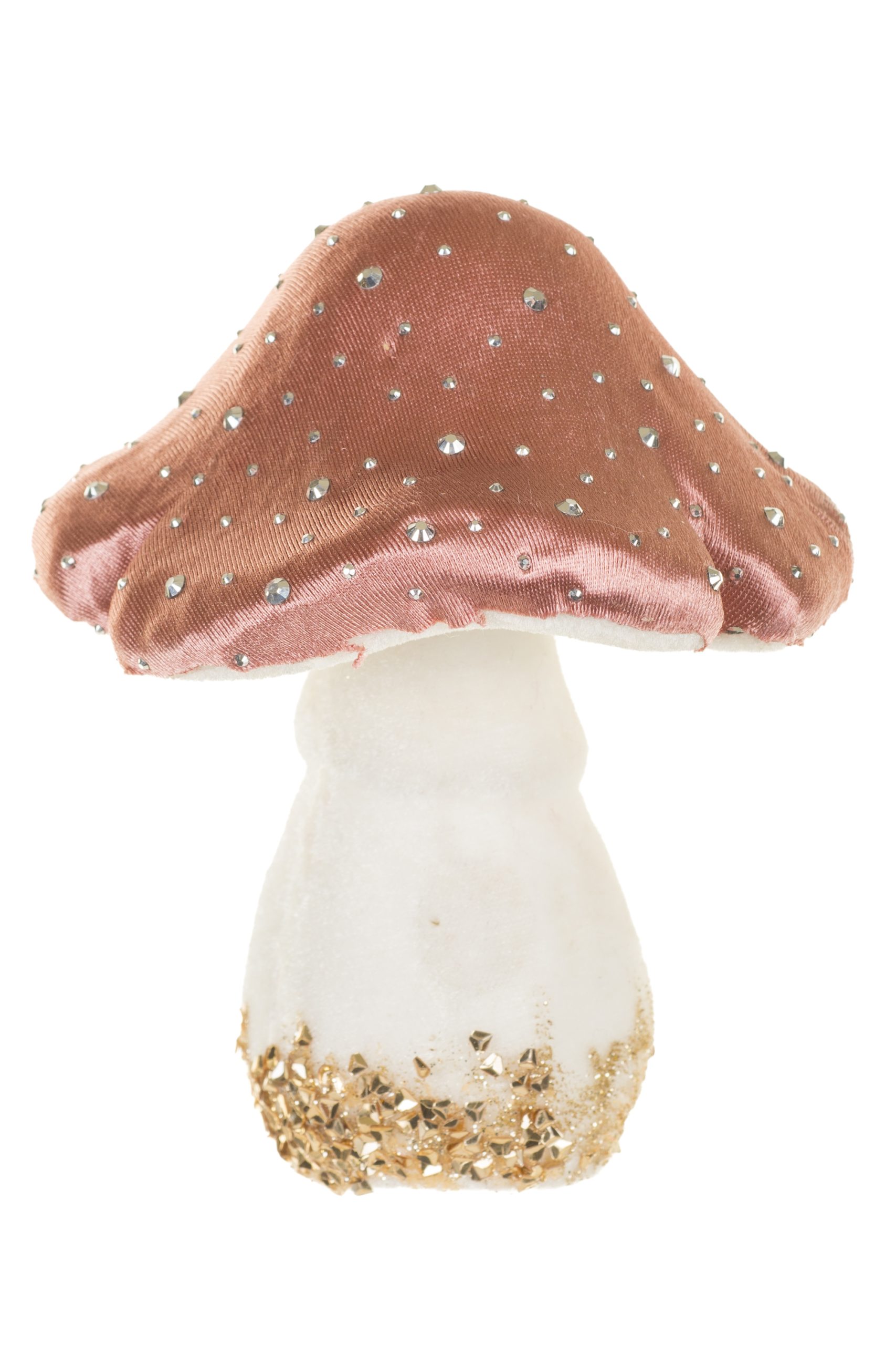 Pink Penny Bun Mushroom Ornament With Silver Rhinestones