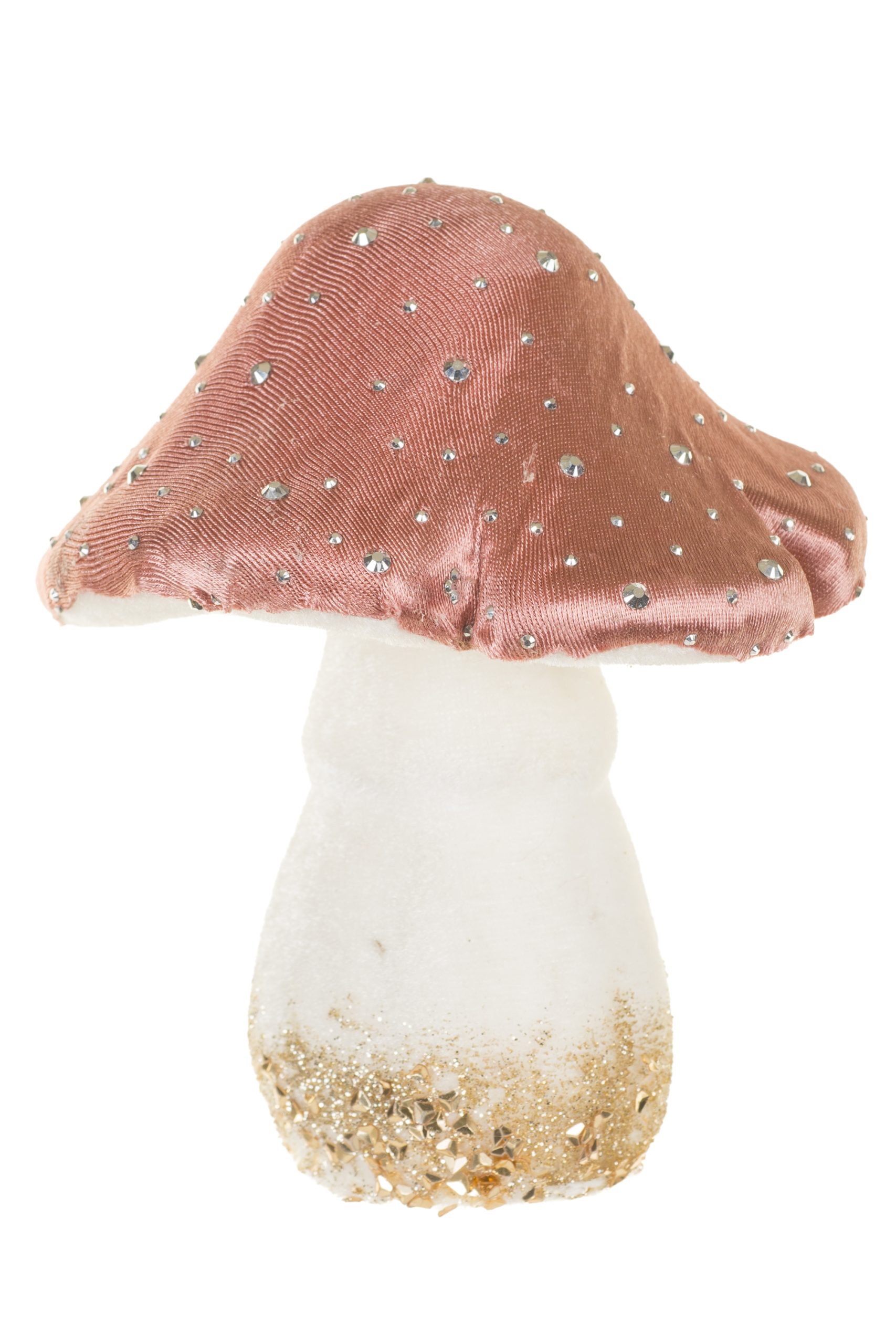 Pink Penny Bun Mushroom Ornament With Silver Rhinestones - Image 2