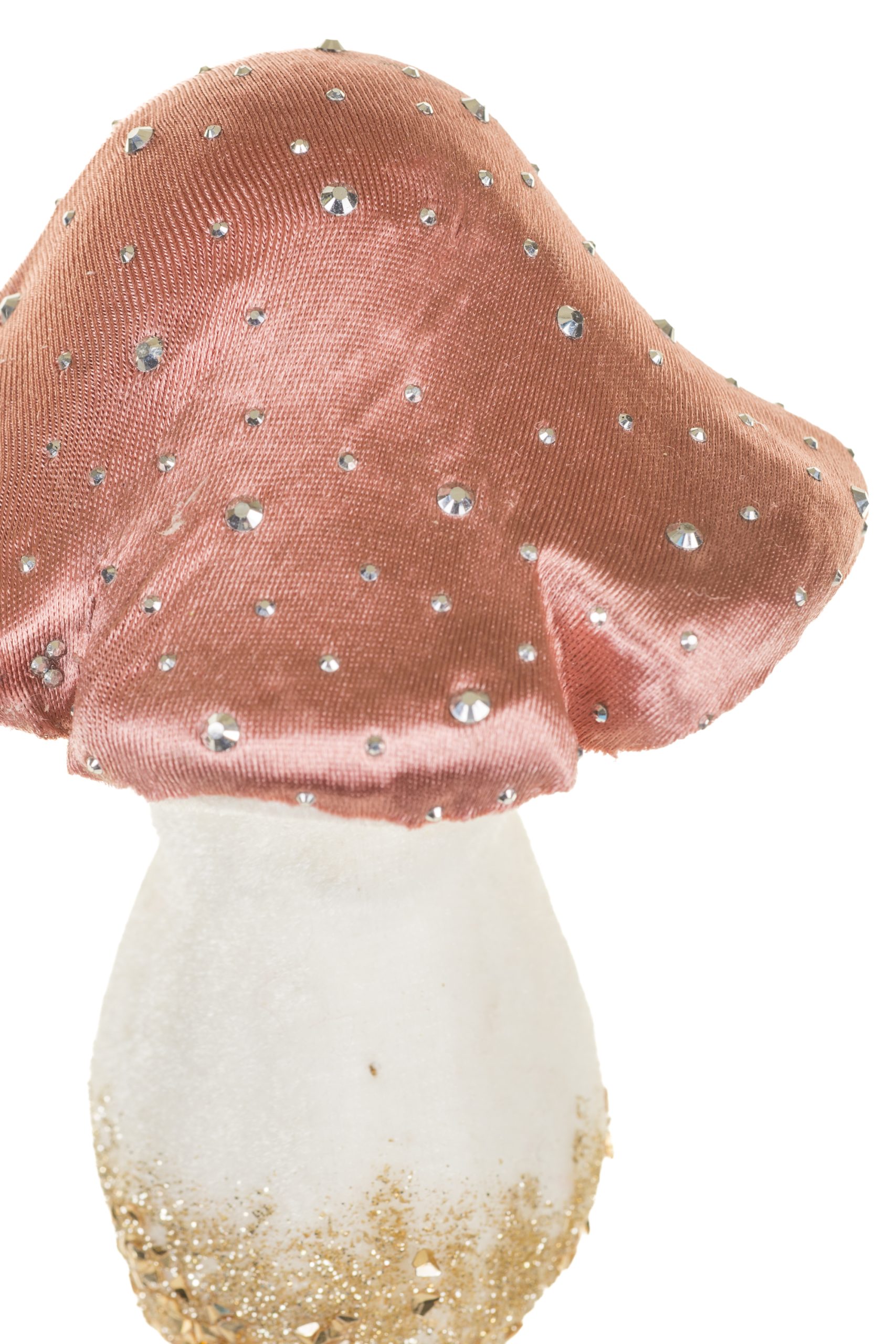 Pink Penny Bun Mushroom Ornament With Silver Rhinestones - Image 3
