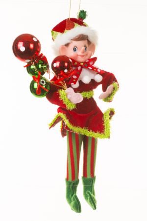 Red Jester Elf Holding Balloons