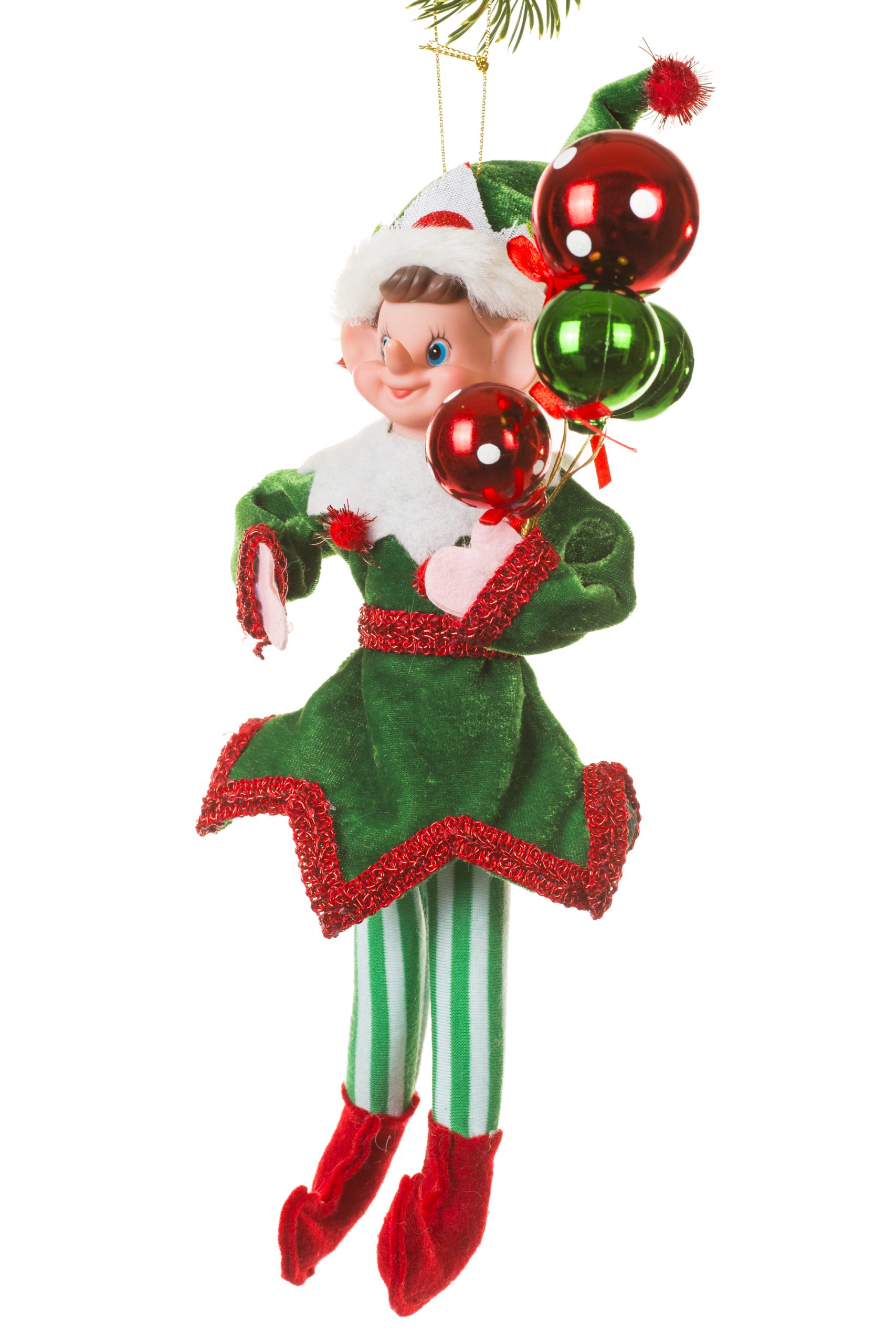 Green Jester Elf Holding Balloons