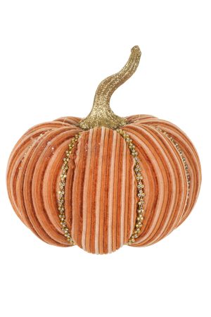 Orange Pumpkin Accent With Glittery Stem