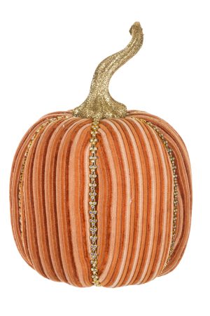 Orange Pumpkin Accent With Glittery Stem