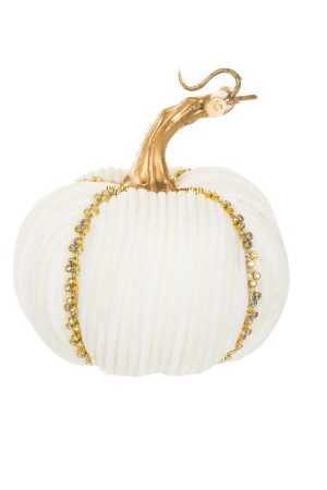 Cream Pumpkin Accent With Gold Stem