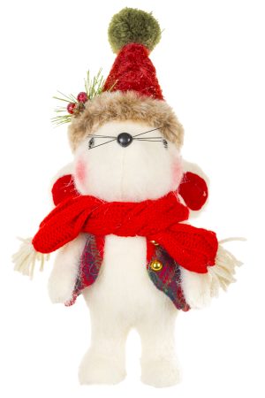 Burgundy Charming Mouse With Santa Hat