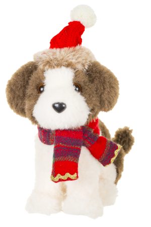 White Puppy Dog With Santa Hat