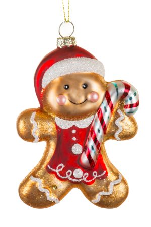 Brass Gingerbread Man Ornament With Santa Hat