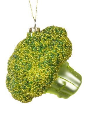 Green Broccoli Ornament With Sparnkly Bulbs