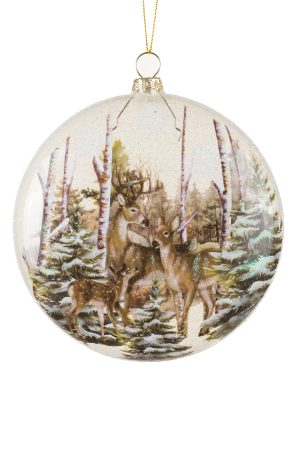 Hanging Clear Deer's Forest Disc Ornament