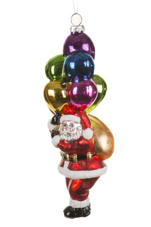 Rainbow Balloon Ace Santa Ornament