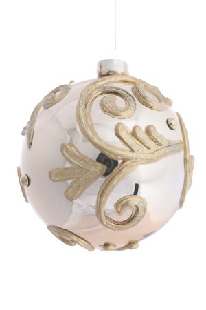 Hanging Gold Baroque Flower Ball Ornament