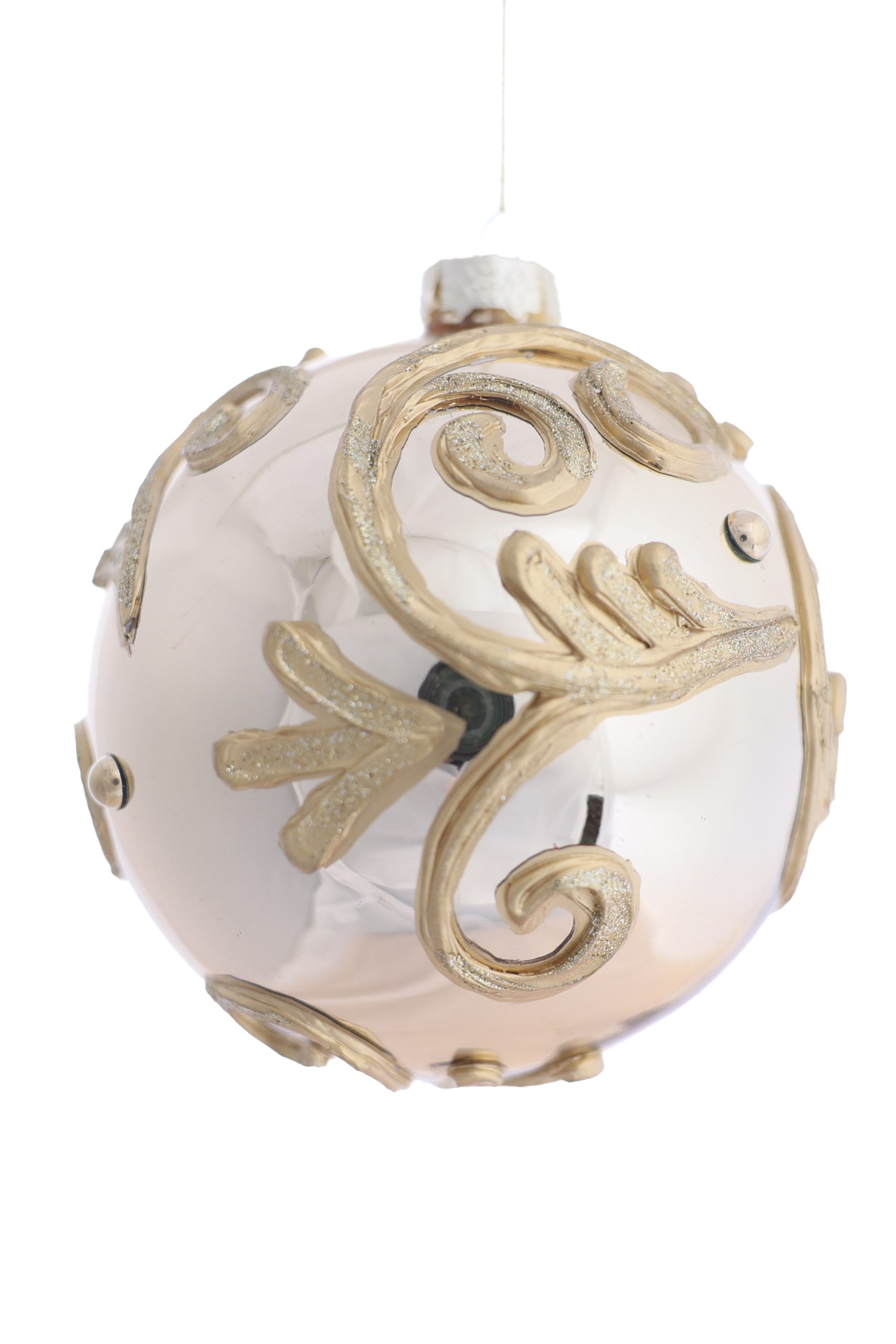 Hanging Gold Baroque Swirl Ball Ornament