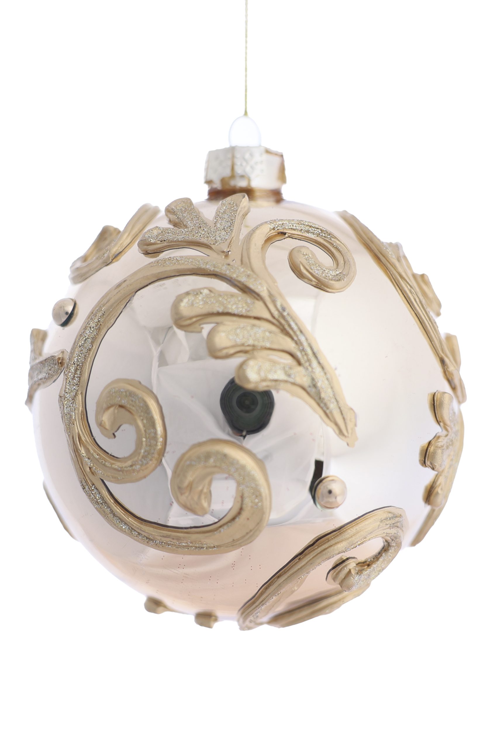 Hanging Gold Baroque Swirl Ball Ornament - Image 2