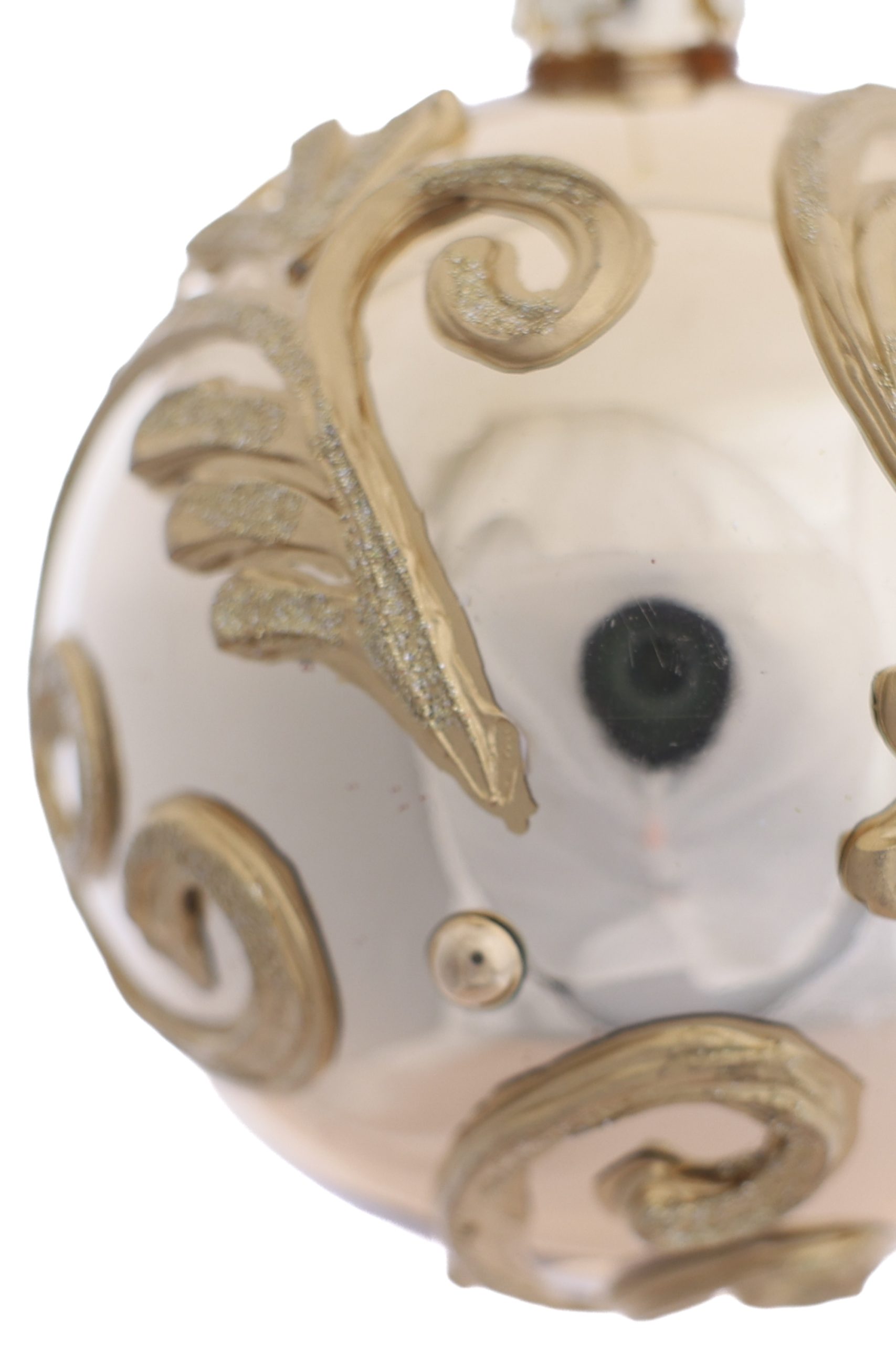 Hanging Gold Baroque Swirl Ball Ornament - Image 3