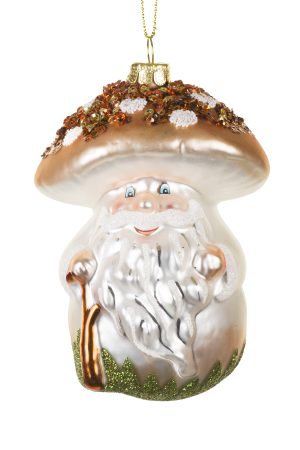 Champagne Mushroom Santa Ornament