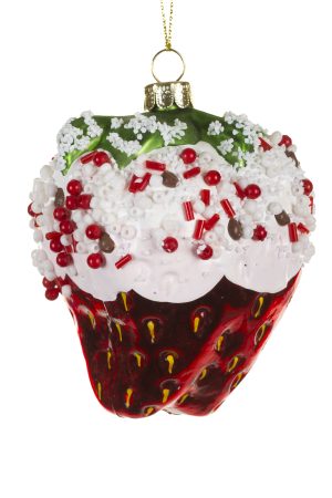 Red Cupcake  Ornament  With Sprinkles Attached