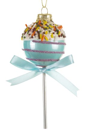 Baby Blue Cakepop Ornament With Sprinkles Attached