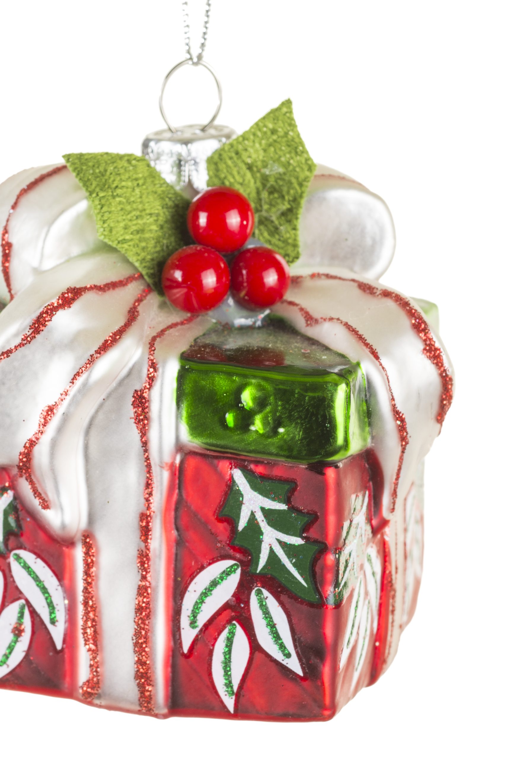 Red Gift Ornament With White Bow - Image 3