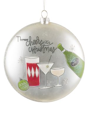 Silver Medallion Ornament With Beverage Glasses