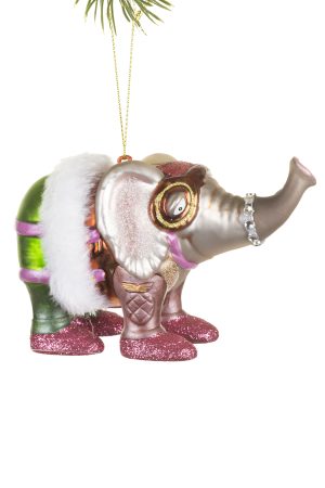 Multi Costumed Elephant Ornament With Trunk Ring