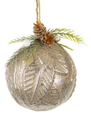 Gray Fossil Bauble Ornament With Spray