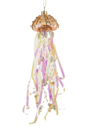 Pink Jellyfish Ornament With Translucent Strips