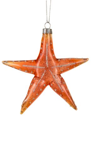 Orange Sea Star Ornament With White Blips
