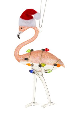 Pink Festive Flamingo Ornament With Christmas Lights