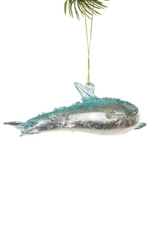 Cyan Dolphin Ornament With Beads