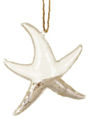 Clear Sea Star Ornament With Seashell Beach Inside