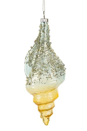 Teal Sea Shell Ornament With Pearls