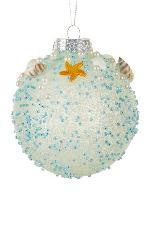 Aqua Ocean Bauble Ornament With Shells