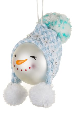 Off-White Pretty Snowgirl Ornament With Blue Snowflake Toque
