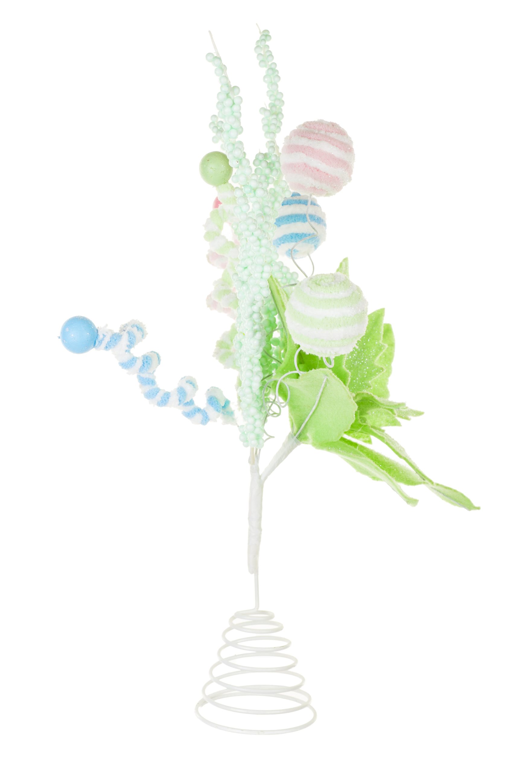 Green Poinsettia Tree Topper With Candy Pompom Explosions - Image 5