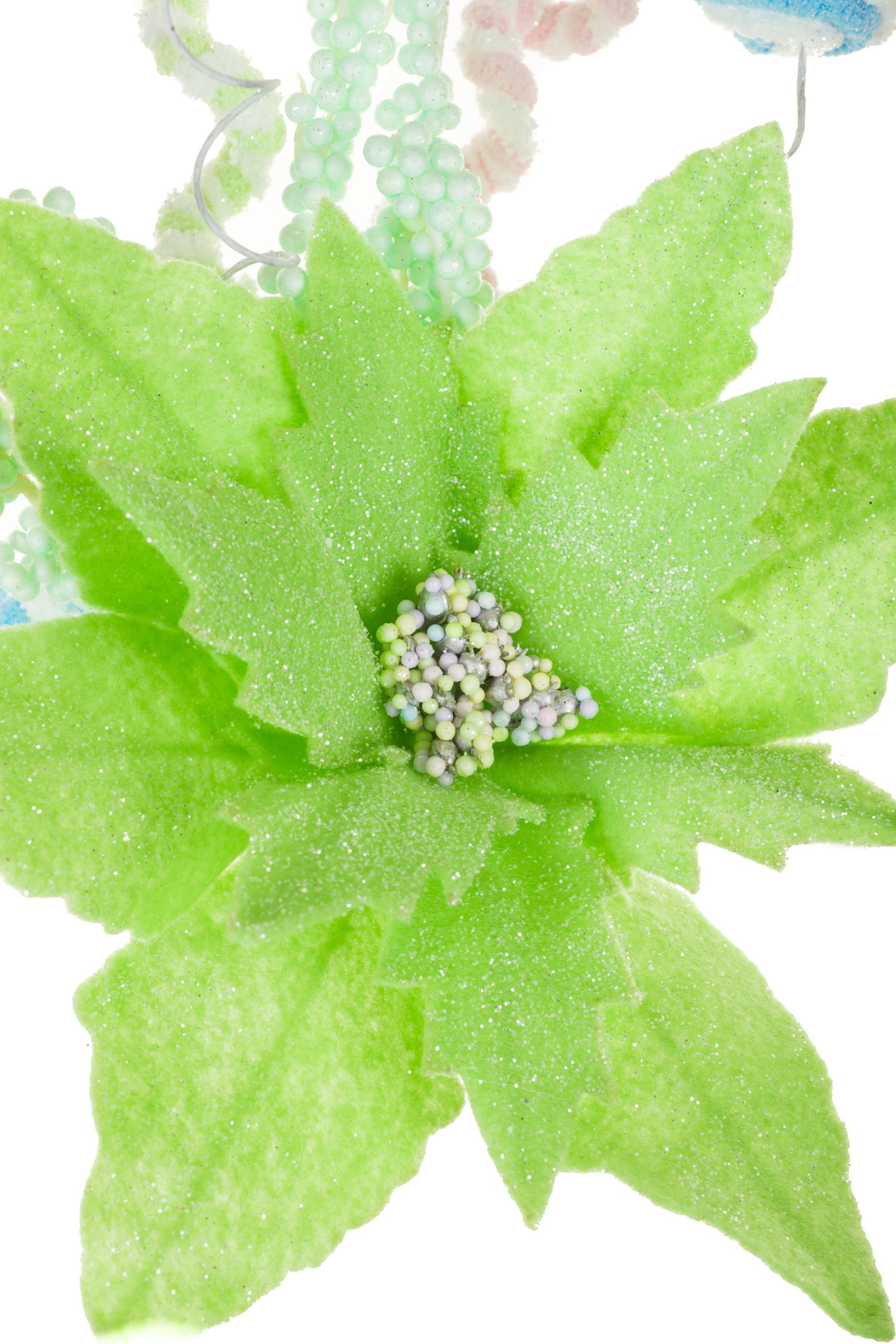 Green Poinsettia Tree Topper With Candy Pompom Explosions - Image 7