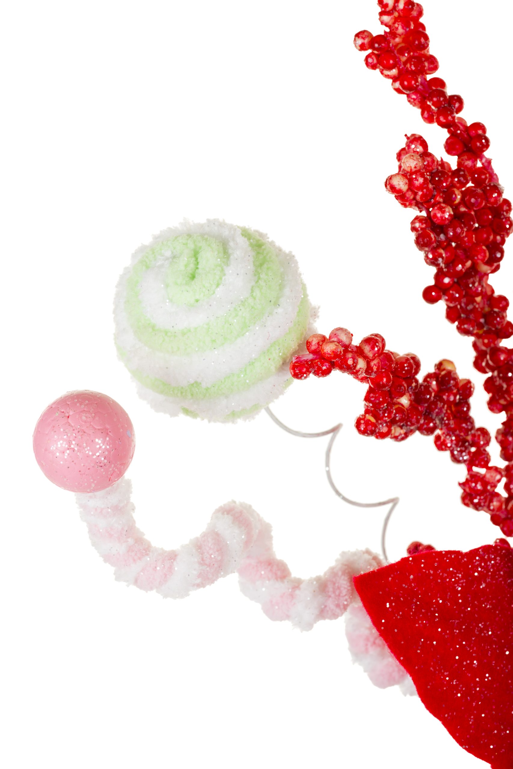 Red Poinsettia Tree Topper With Candy Pompom Explosions - Image 7