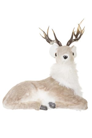 Laying Brown Reindeer With Furry Dewlap