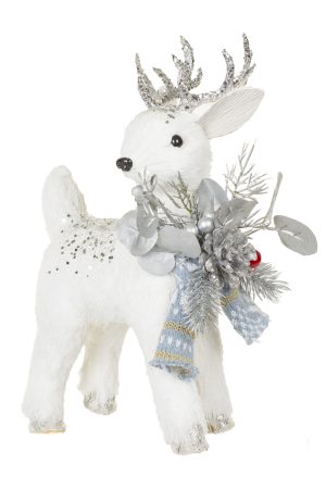 White Reindeer With Blue Scarf